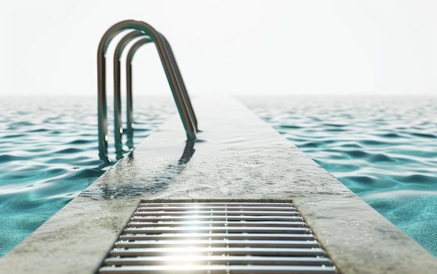 Trampolin de Clavados junto a una Piscina con Ondulaciones en el Agua