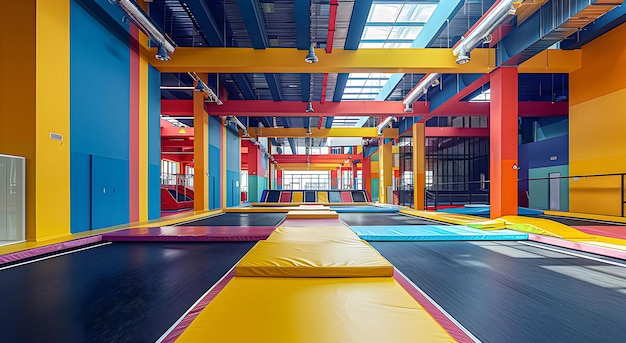 Trampoline park in bright colors Empty