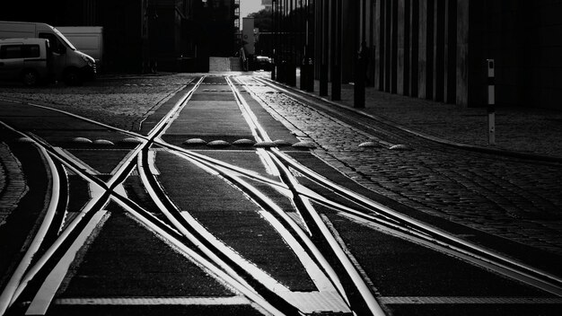 Photo tramway on street in city