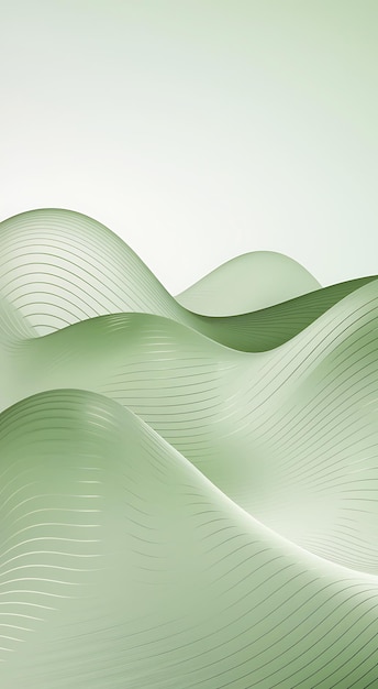 Tranquil Abstract Landscape of Flowing Green Curves