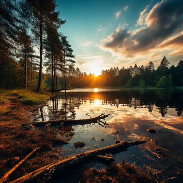 The tranquil afternoon sun bathes the landscape in a warm golden glow