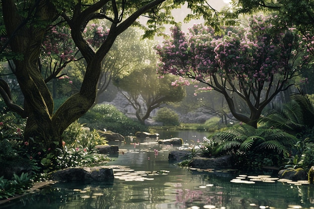 희귀하고 이국적인 식물들로 가득 찬 조용한 식물원