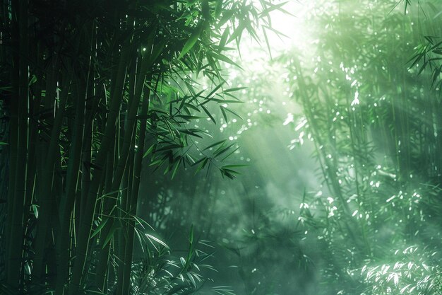 Photo tranquil bamboo forest with sunlight filtering thr