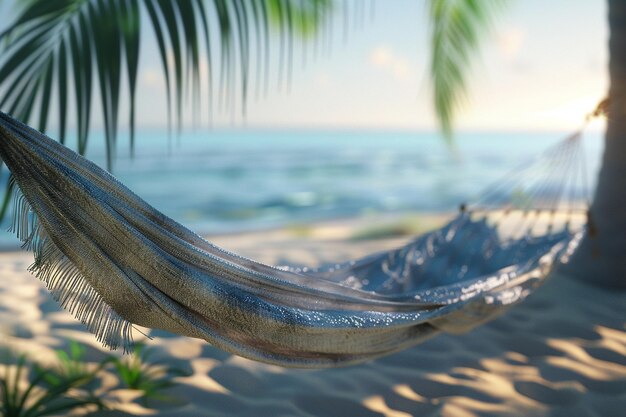 Tranquil beach hammock swaying in breeze octane re