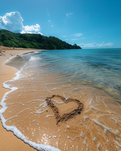 Photo a tranquil beach scene with mothers day wallpaper