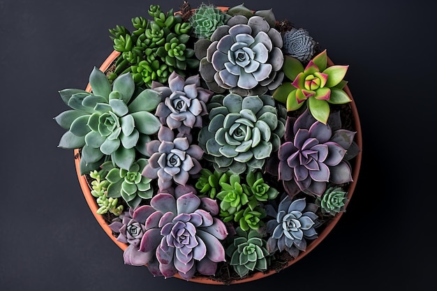 Tranquil Beauty Captivating Succulents in a Serene Grey Pot Artfully Presented in a Striking Flat