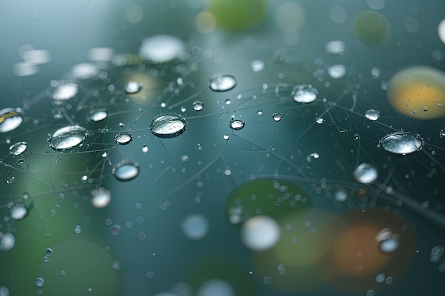 Tranquil Beauty Glass Windows with Glistening Water Drops and Snow