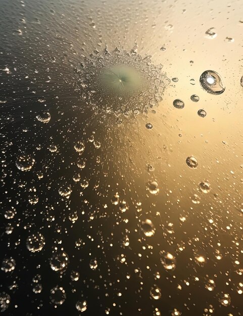 Tranquil Beauty Glass Windows with Glistening Water Drops and Snow