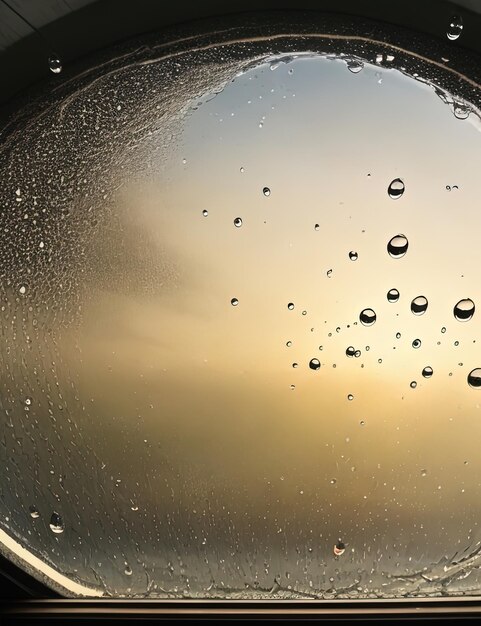 Tranquil Beauty Glass Windows with Glistening Water Drops and Snow