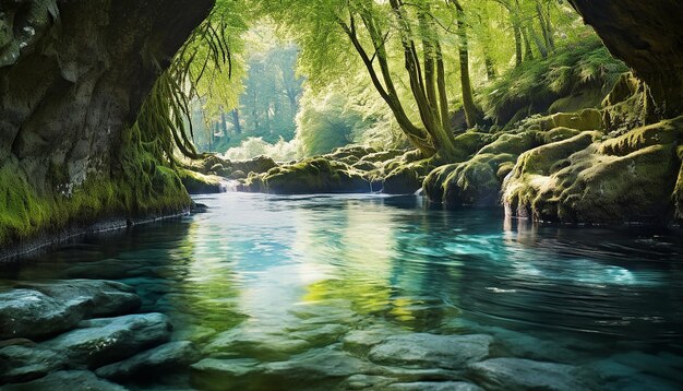 the tranquil beauty of a natural spring