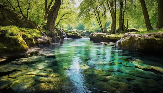 the tranquil beauty of a natural spring