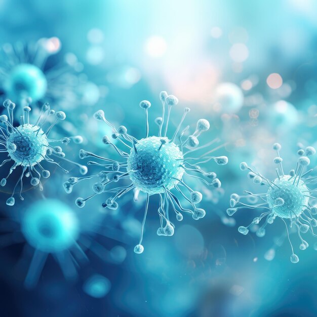 Tranquil blue setting showcasing the intricate world of immune cells