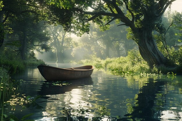 Tranquil boat ride along a meandering river