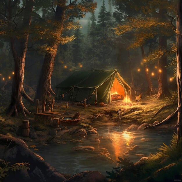 A Tranquil Camping Scene