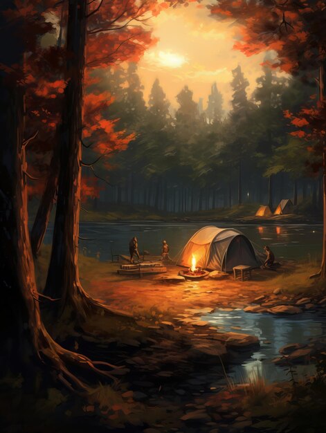 A Tranquil Camping Scene