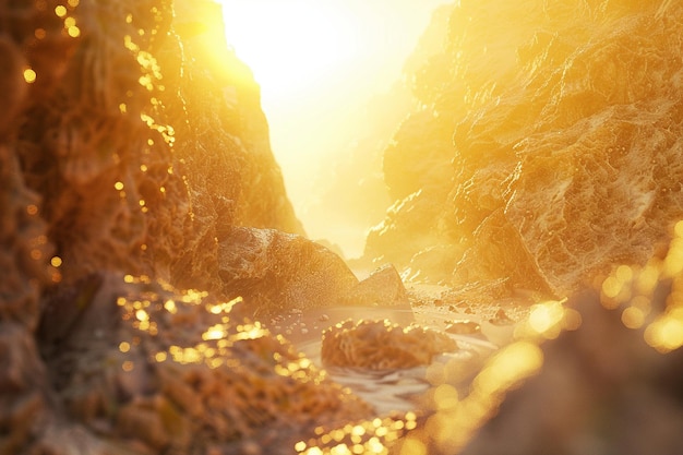 Фото Спокойные каньоны, купающиеся в золотом солнечном свете.