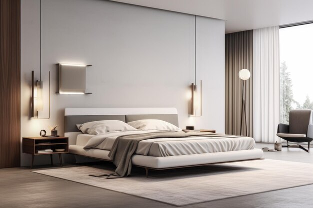 Tranquil and Chic Bedroom Oasis with Modern Minimalist Design