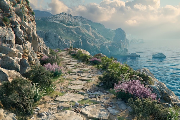 Tranquil coastal paths winding along rugged cliffs