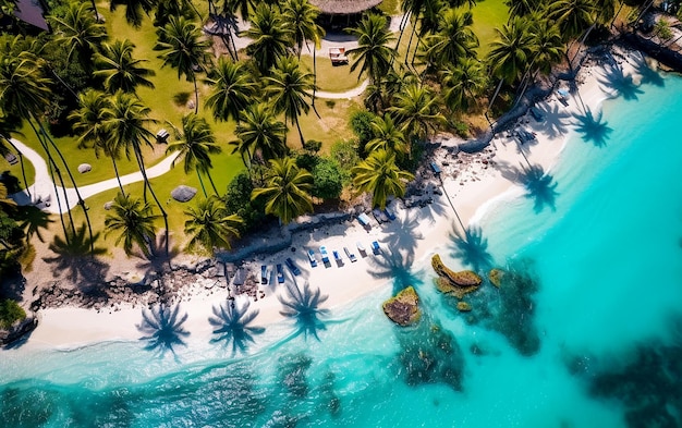 Tranquil Coastal Scene Aerial View of Sandy Beach and Ocean