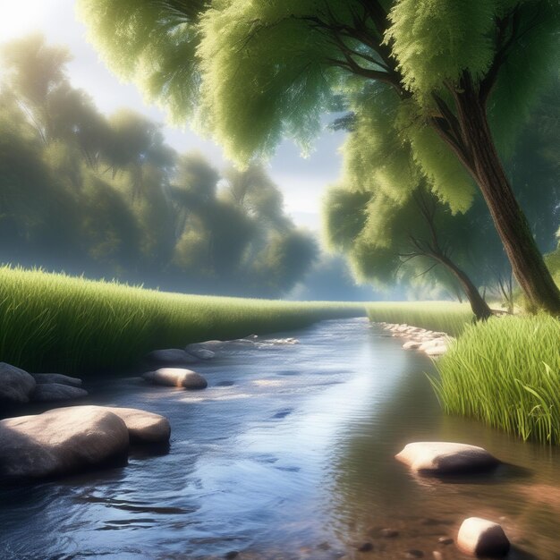 Foto il fiume tranquillo della campagna