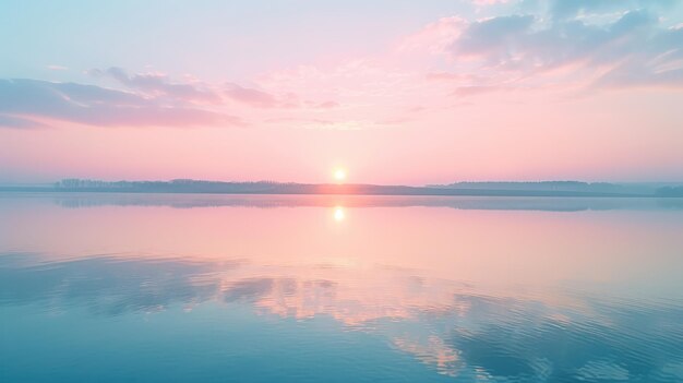 Photo tranquil dawn over calm lake waters