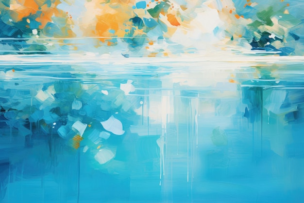 Tranquil Depths A Stylish Abstract Summer Poolside