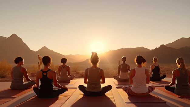 A tranquil desert yoga practice ultra realistic illustration