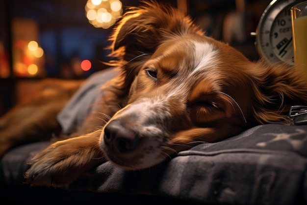 寝床で休んでいる犬 - エンドアイ