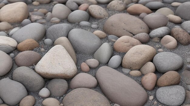 Tranquil Earthiness Background of Natural Stone Rounded Pebbles in Gray and Brown Tones