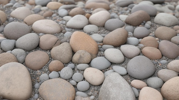 天然石の静かな素朴な背景はグレーと茶色の色調で丸みを帯びた小石です