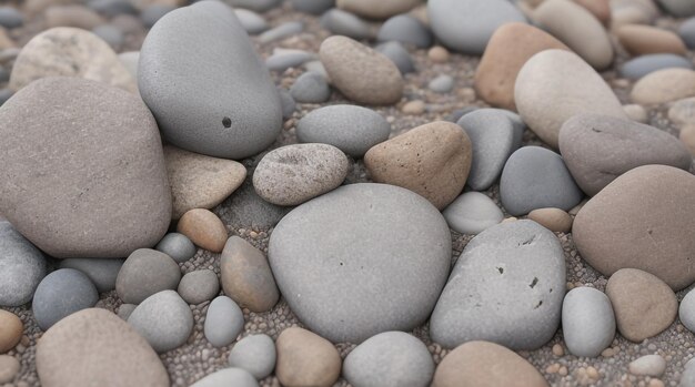 Tranquil Earthiness Background of Natural Stone Rounded Pebbles in Gray and Brown Tones