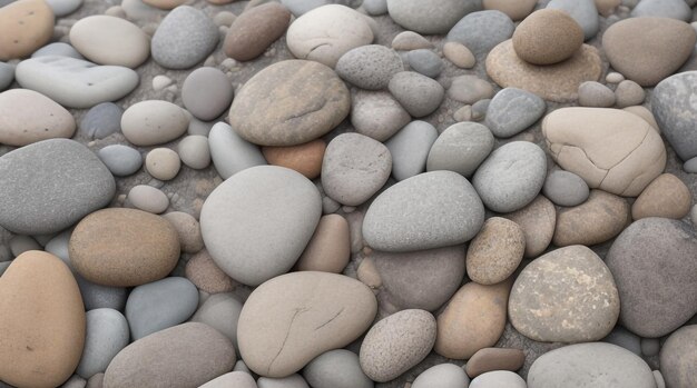 Tranquil Earthiness Background of Natural Stone Rounded Pebbles in Gray and Brown Tones