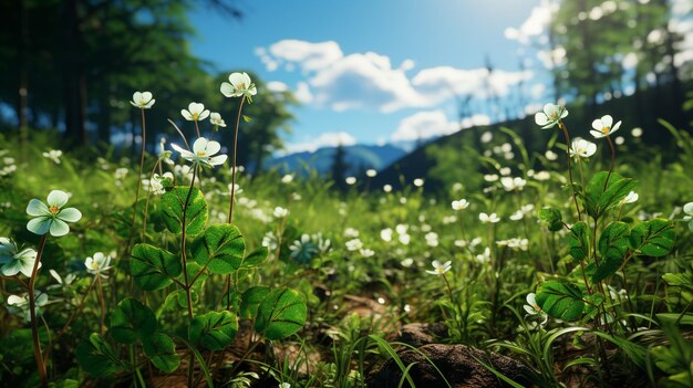 Tranquil field of greenery clover