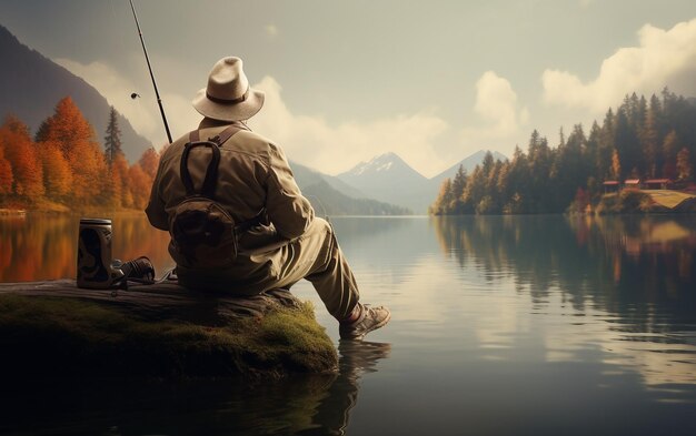 Photo tranquil fishing at the lake