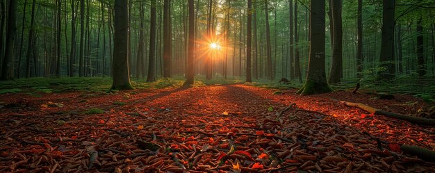 Photo a tranquil forest clearing carpeted wallpaper