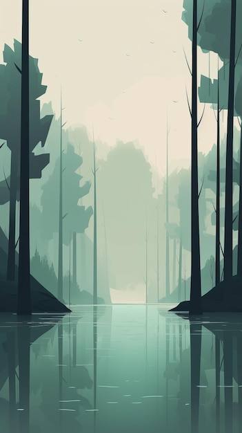 Tranquil forest illustration