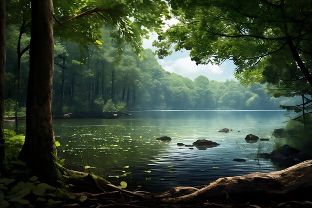 Tranquil Forest Lake View