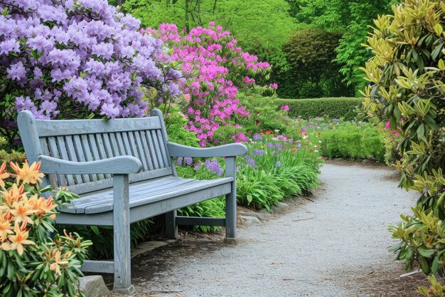 Тихий сад, украшенный пастельными цветами