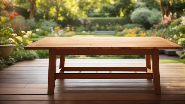 Tranquil Garden Table A Harmony of Nature and Empty Space