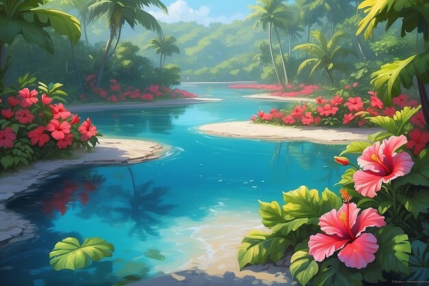 Tranquil Hibiscus Lagoon