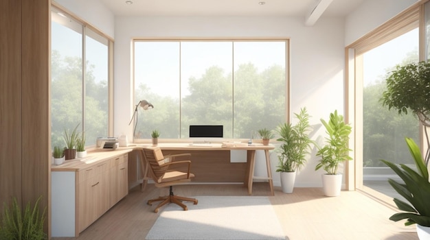 Tranquil Home Office Bathed in Natural Light