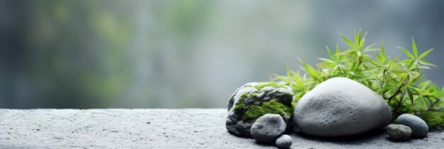 A Tranquil Japanese Rock Garden Gradient Background Image