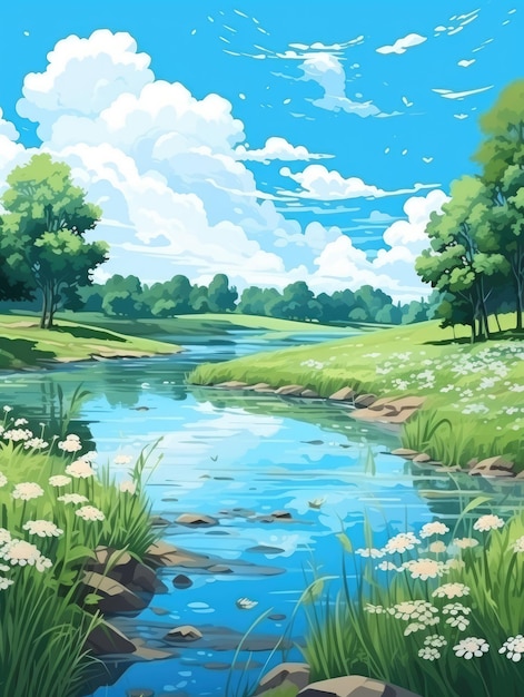 Tranquil lakeside background
