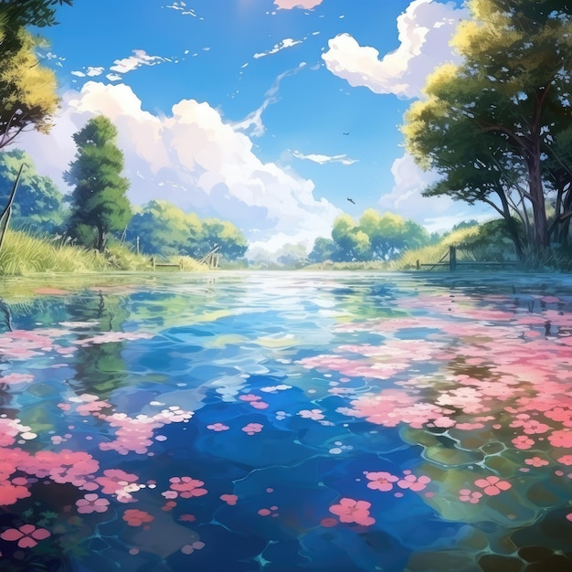 tranquil lakeside background