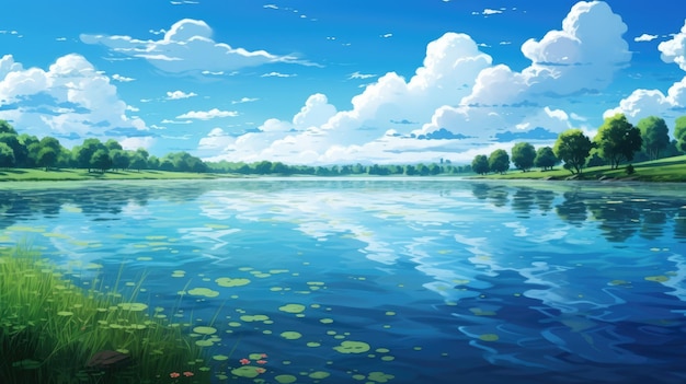 Desktop Wallpaper Anime Girl And Wolf, Original, Lake, Hd Image, Picture,  Background, 875d33