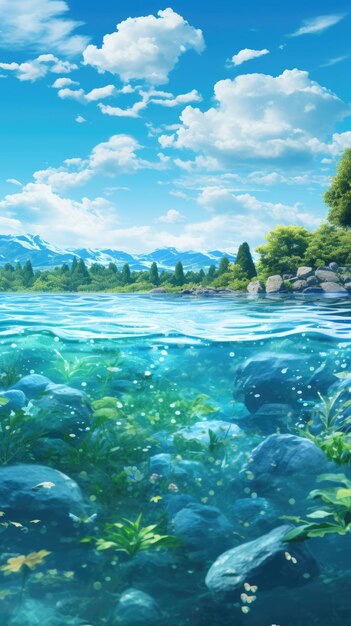 tranquil lakeside background