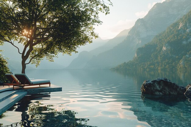 Foto tranquille vedute sul lago