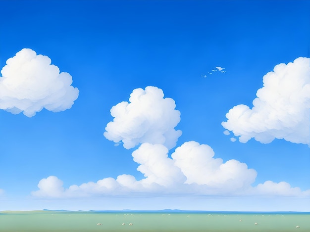 Photo a tranquil landscape of a deep blue sky with wispy white clouds scattered throughout