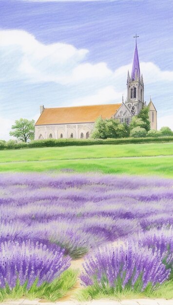 Tranquil lavender symphony a colorful purple field in full bloom