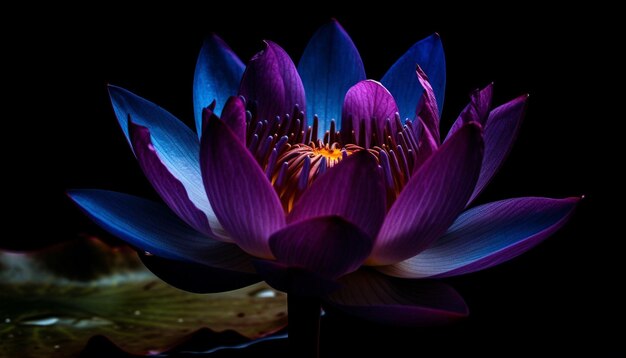 Photo tranquil lotus blossom reflects elegance in nature generated by artificial intelligence